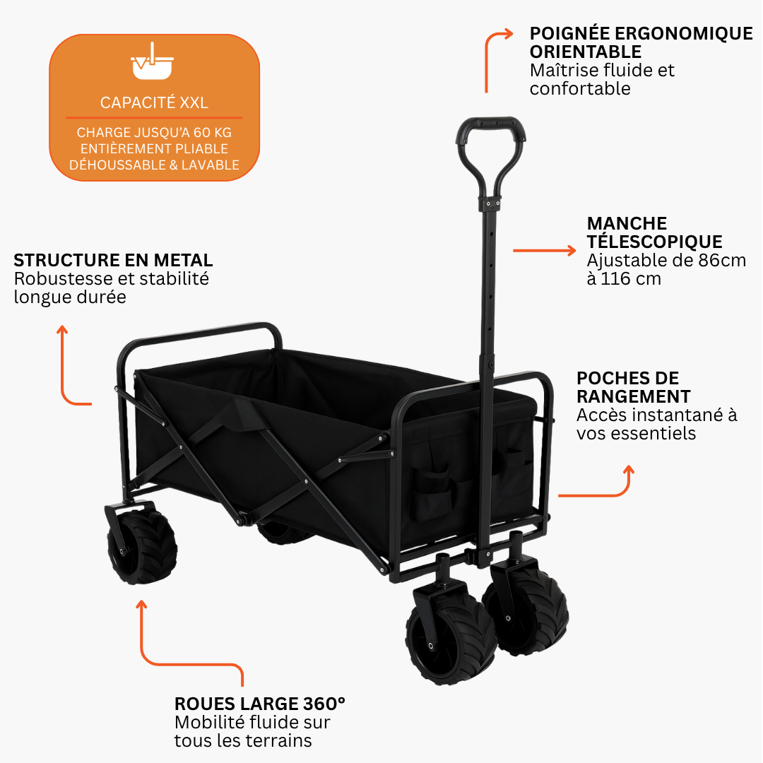 Chariot de Courses Pliable 150 kg